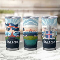 Iceland National Day Tumbler Cup with Icelandic Flag Crest and Scenic Landscape Design