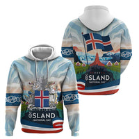 Iceland National Day Zip Hoodie with Icelandic Flag Crest and Scenic Landscape Design