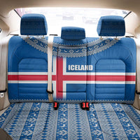 Iceland Flag Back Car Seat Cover with Icelandic Crest and Traditional Nordic Knit Pattern Design