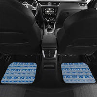 Iceland Flag Car Mats with Icelandic Crest and Traditional Nordic Knit Pattern Design