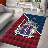 Iceland Crest Area Rug with Viking Dragon and Icelandic Flag Plaid Pattern - Wonder Print Shop