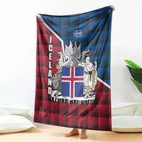 Iceland Crest Blanket with Viking Dragon and Icelandic Flag Plaid Pattern - Wonder Print Shop