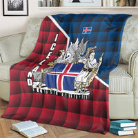 Iceland Crest Blanket with Viking Dragon and Icelandic Flag Plaid Pattern - Wonder Print Shop