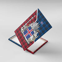 Iceland Crest Canvas Wall Art with Viking Dragon and Icelandic Flag Plaid Pattern - Wonder Print Shop