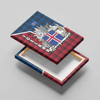 Iceland Crest Canvas Wall Art with Viking Dragon and Icelandic Flag Plaid Pattern - Wonder Print Shop