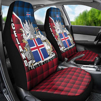 Iceland Crest Car Seat Cover with Viking Dragon and Icelandic Flag Plaid Pattern - Wonder Print Shop