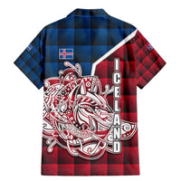 Iceland Crest Family Matching Mermaid Dress and Hawaiian Shirt with Viking Dragon and Icelandic Flag Plaid Pattern - Wonder Print Shop