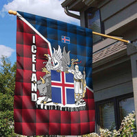 Iceland Crest Garden Flag with Viking Dragon and Icelandic Flag Plaid Pattern - Wonder Print Shop