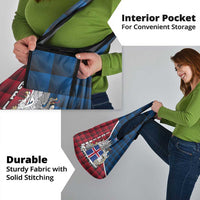 Iceland Crest Grocery Bag with Viking Dragon and Icelandic Flag Plaid Pattern - Wonder Print Shop