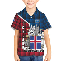 Iceland Crest Hawaiian Shirt with Viking Dragon and Icelandic Flag Plaid Pattern - Wonder Print Shop