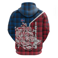 Iceland Crest Hoodie with Viking Dragon and Icelandic Flag Plaid Pattern - Wonder Print Shop
