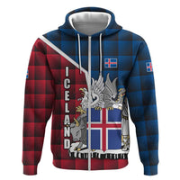 Iceland Crest Hoodie with Viking Dragon and Icelandic Flag Plaid Pattern - Wonder Print Shop