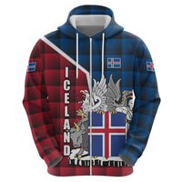 Iceland Crest Hoodie with Viking Dragon and Icelandic Flag Plaid Pattern - Wonder Print Shop