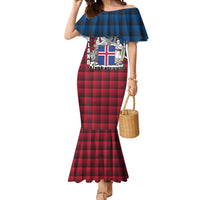 Iceland Crest Mermaid Dress with Viking Dragon and Icelandic Flag Plaid Pattern - Wonder Print Shop