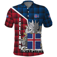 Iceland Crest Polo Shirt with Viking Dragon and Icelandic Flag Plaid Pattern - Wonder Print Shop