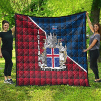 Iceland Crest Quilt with Viking Dragon and Icelandic Flag Plaid Pattern - Wonder Print Shop