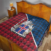 Iceland Crest Quilt with Viking Dragon and Icelandic Flag Plaid Pattern - Wonder Print Shop