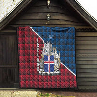 Iceland Crest Quilt with Viking Dragon and Icelandic Flag Plaid Pattern - Wonder Print Shop