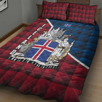 Iceland Crest Quilt Bed Set with Viking Dragon and Icelandic Flag Plaid Pattern - Wonder Print Shop