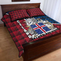 Iceland Crest Quilt Bed Set with Viking Dragon and Icelandic Flag Plaid Pattern - Wonder Print Shop