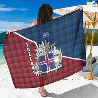 Iceland Crest Sarong with Viking Dragon and Icelandic Flag Plaid Pattern - Wonder Print Shop