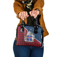 Iceland Crest Shoulder Handbag with Viking Dragon and Icelandic Flag Plaid Pattern - Wonder Print Shop