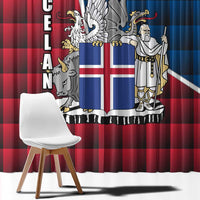 Iceland Crest Window Curtain with Viking Dragon and Icelandic Flag Plaid Pattern - Wonder Print Shop
