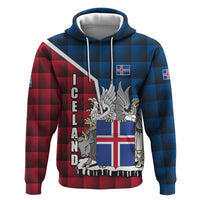 Iceland Crest Zip Hoodie with Viking Dragon and Icelandic Flag Plaid Pattern - Wonder Print Shop