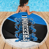 Estonia Flag 1884 Freedom Beach Blanket Geometric Lion Crest National Pride