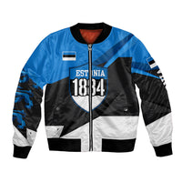 Estonia Flag 1884 Freedom Bomber Jacket Geometric Lion Crest National Pride