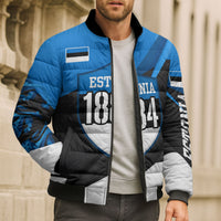 Estonia Flag 1884 Freedom Bomber Puffer Jacket Geometric Lion Crest National Pride