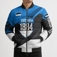 Estonia Flag 1884 Freedom Bomber Puffer Jacket Geometric Lion Crest National Pride