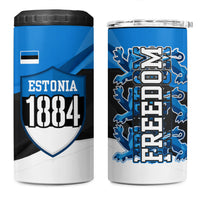 Estonia Flag 1884 Freedom 4 in 1 Can Cooler Tumbler Geometric Lion Crest National Pride