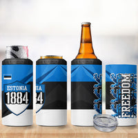 Estonia Flag 1884 Freedom 4 in 1 Can Cooler Tumbler Geometric Lion Crest National Pride