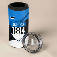 Estonia Flag 1884 Freedom 4 in 1 Can Cooler Tumbler Geometric Lion Crest National Pride