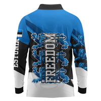 Estonia Flag 1884 Freedom Long Sleeve Polo Shirt Geometric Lion Crest National Pride