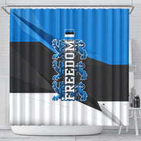 Estonia Flag 1884 Freedom Shower Curtain Geometric Lion Crest National Pride