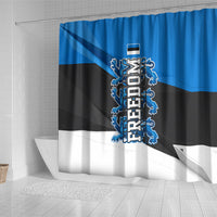 Estonia Flag 1884 Freedom Shower Curtain Geometric Lion Crest National Pride