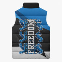 Estonia Flag 1884 Freedom Sleeveless Puffer Jacket Geometric Lion Crest National Pride