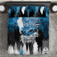 Estonia Elagu Eesti Lions Bedding Set Watercolor Splash Flag Heraldic
