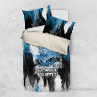 Estonia Elagu Eesti Lions Bedding Set Watercolor Splash Flag Heraldic