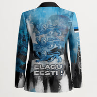 Estonia Elagu Eesti Lions Blazer Watercolor Splash Flag Heraldic