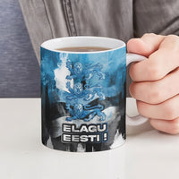 Estonia Elagu Eesti Lions Ceramic Mug Watercolor Splash Flag Heraldic