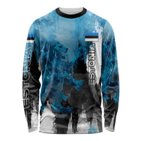 Estonia Elagu Eesti Lions Long Sleeve Shirt Watercolor Splash Flag Heraldic