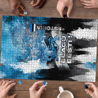 Estonia Elagu Eesti Lions Puzzle Watercolor Splash Flag Heraldic