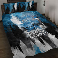 Estonia Elagu Eesti Lions Quilt Bed Set Watercolor Splash Flag Heraldic