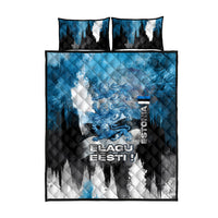 Estonia Elagu Eesti Lions Quilt Bed Set Watercolor Splash Flag Heraldic