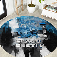 Estonia Elagu Eesti Lions Round Carpet Watercolor Splash Flag Heraldic
