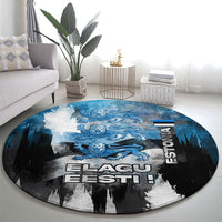 Estonia Elagu Eesti Lions Round Carpet Watercolor Splash Flag Heraldic