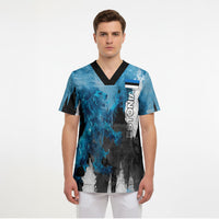 Estonia Elagu Eesti Lions Scrub Top Watercolor Splash Flag Heraldic